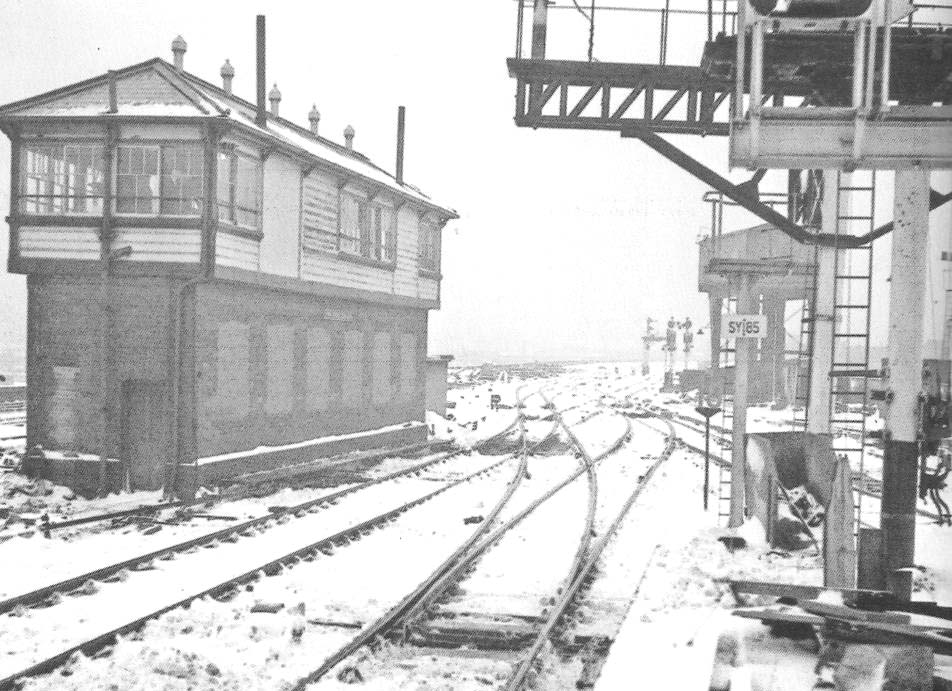 Winter 1968, looking south from the island platform along the viaduct towards Bordesley
