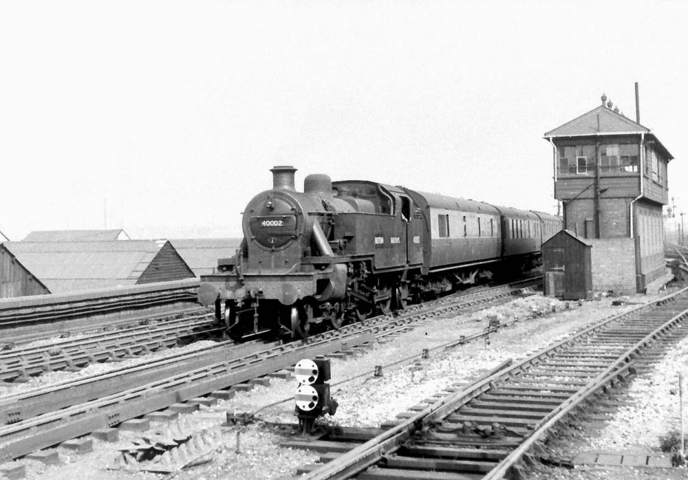 Ex-LMS 2-6-2T 3P No 40002 passes the approaches to Moor Street station whilst on a down local service to Snow Hill station
