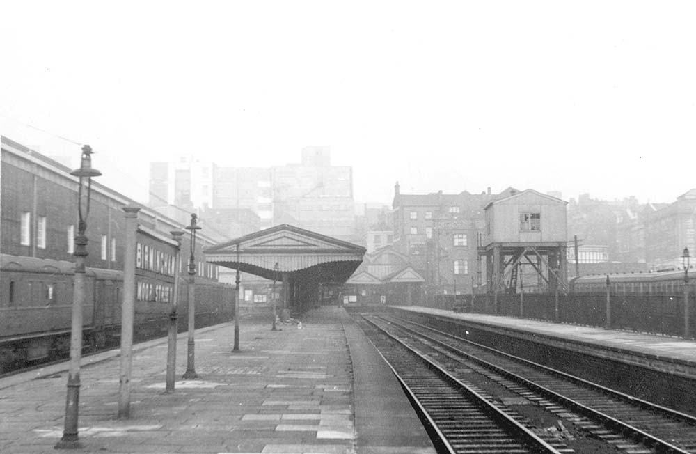 View along Moor Streets platforms towards the City centre with the GWR large water tower on the right adjacent to the main line