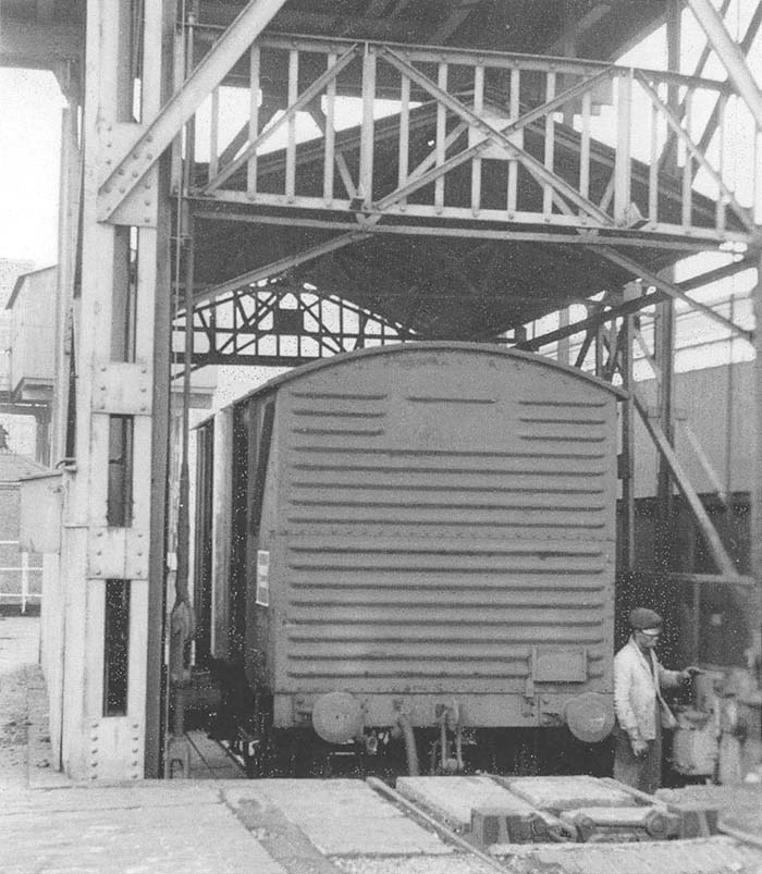 Shunter A Facey brings out of Moor Street's Shed 'B' one of the empty banana vans to the surface