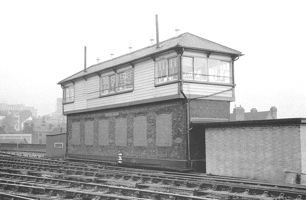 View from the Bordesley side of Moor Street Signal Box showing the rear of the signal box