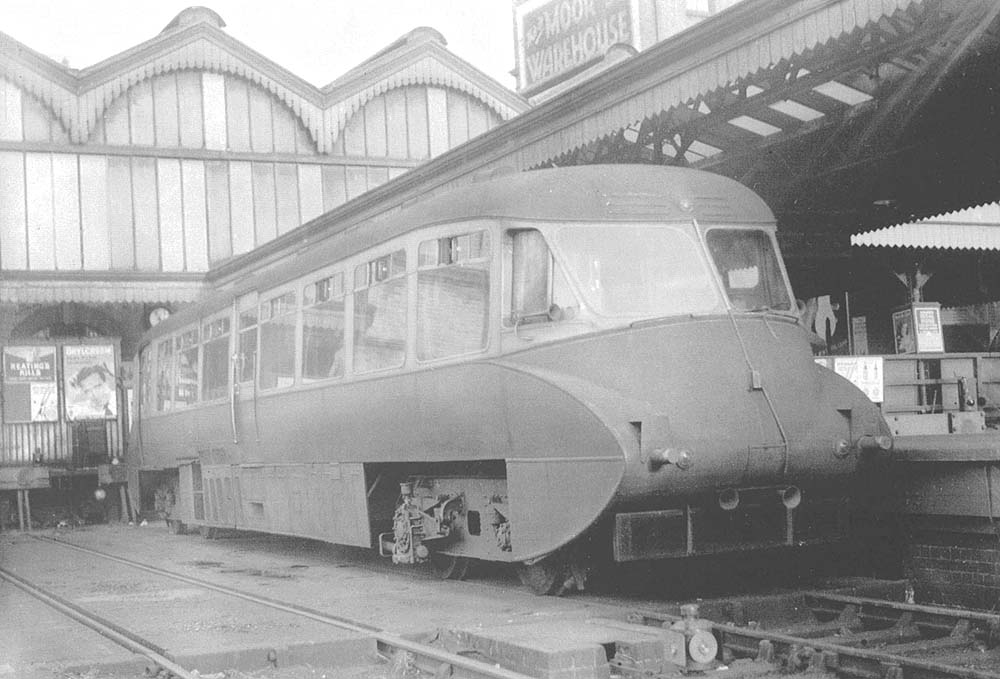 Another view od ex-GWR Diesel Railcar No 7 standing at Platform 3 with a special working to the Forest of Dean on 23rd September 1950
