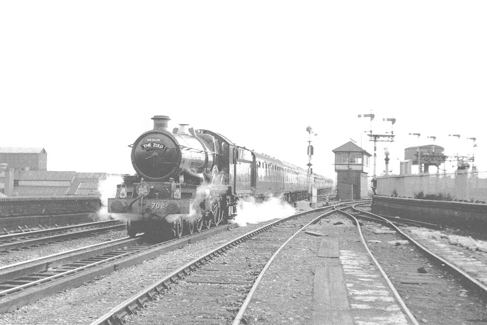 Ex-GWR 4-6-0 No 7029 'Clun Castle' is seen working an enthusiasts special, 'The Zulu' on 4th March 1967