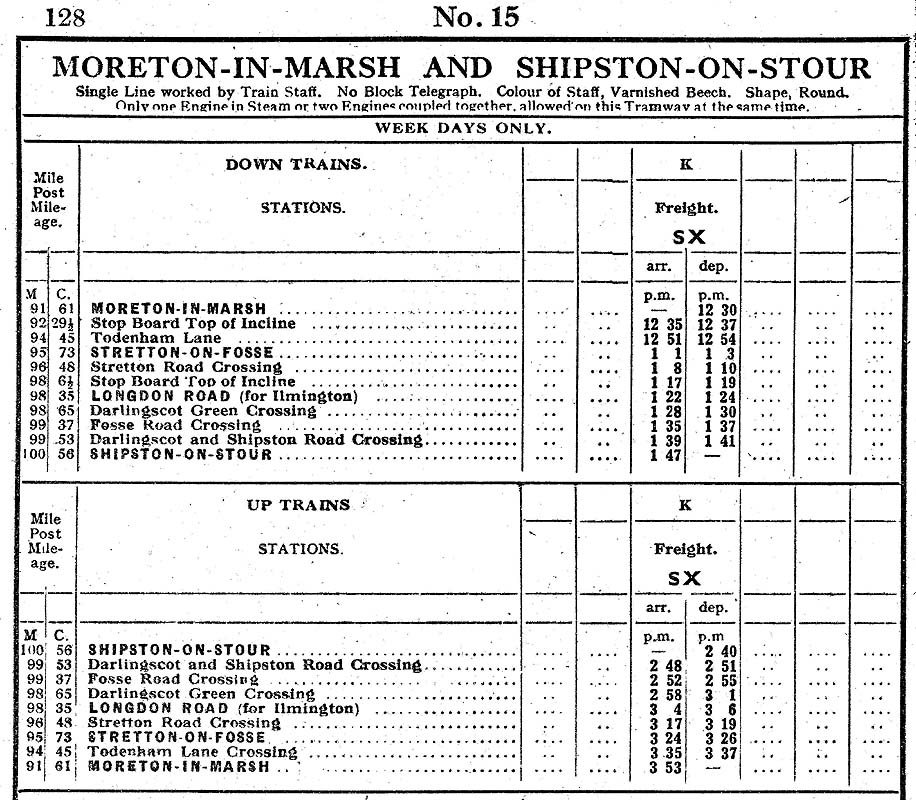 A Moreton-in-Marsh to Shipston-on-Stour Service Timetable for the period 30th June to 14th September 1952