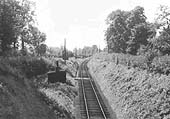View of branch from first bridge along the line looking south with a PW hut on the left 31 August 1940