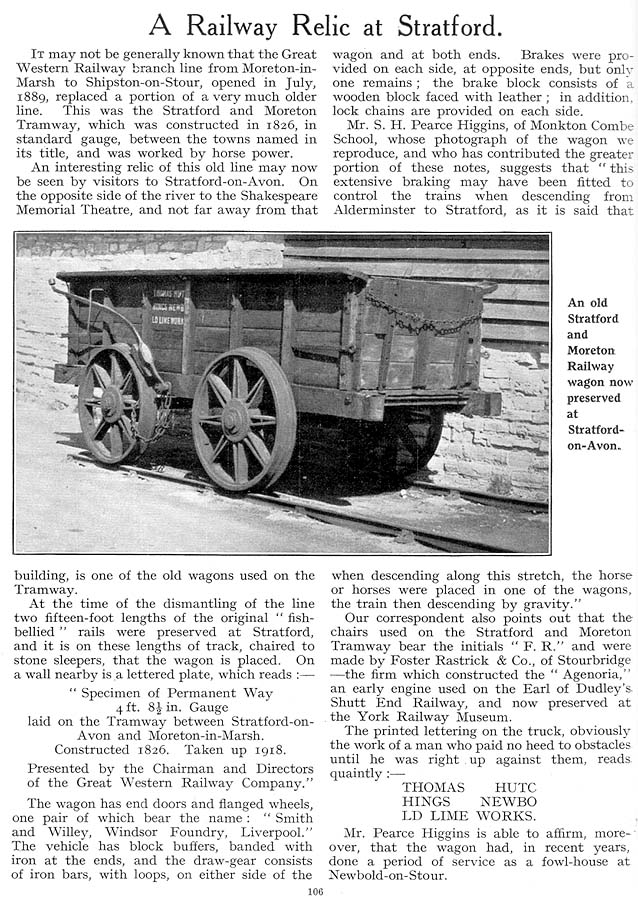 An dated March 1938 article in the Great Western Railway magazine on the history of the tramway
