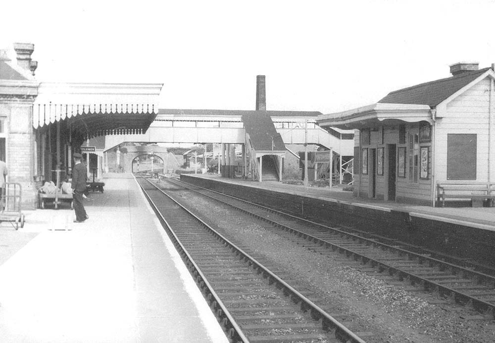 Moreton-in-Marsh's two distinctive types of GWR architecture are visible in this view of the station