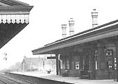 Close up showing the station building on platforms one and two on the island platform which served the Main line
