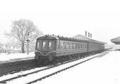 An original Derby built three-car Western Region Diesel Multiple Unit is seen leaving Olton station on 1.00pm Stratford upon Avon to Birmingham Snow Hill service