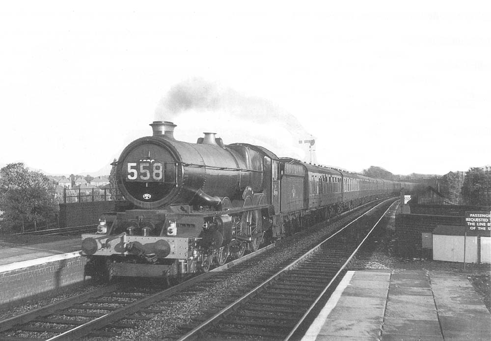 Ex-GWR 4-6-0 King class 'King Henry IV' enters Olton station at the head of the 5:10pm Paddington to to Birkenhead service