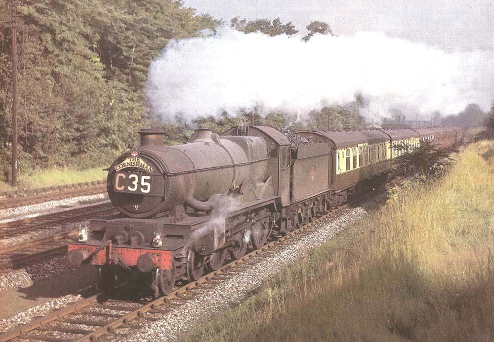Ex-Great Western Railway 4-6-0 4073 (Castle) class No 5026 'Criccieth Castle' on the up main line south of Olton with the Wolverhampton (Low Level) to Penzance (via Stratford-upon-Avon) 'Cornishman' express on Wednesday 29th August 1962