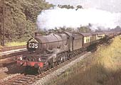 Ex-GWR 4-6-0 4073 No 5026 'Criccieth Castle' on the up main line south of Olton on Wednesday 29th August 1962