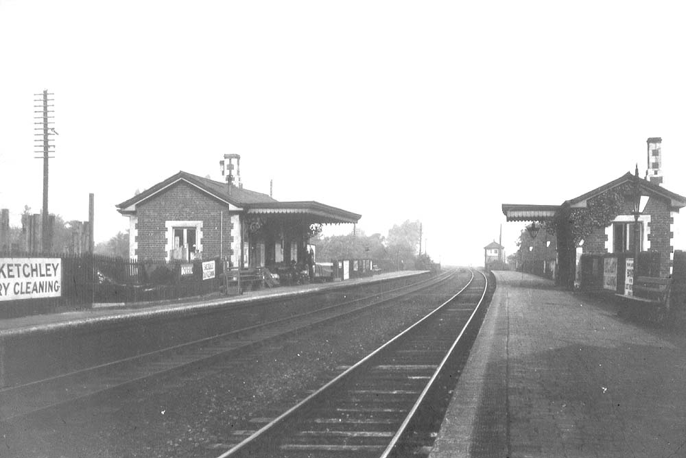 View of Olton's original station looking towards Birmingham from the Leamington end of the up platform with the replacement signal box in the distance