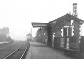 Close up of Olton station's original up platform building and the second signal box which was swept away by quadrupling