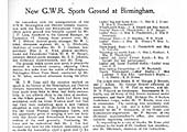 An article in the GWR magazine of 1923 describing the opening of the new Sports Ground at Olton that summer