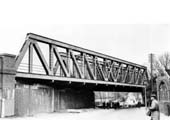 View of the newly constructed lattice girder bridge over the Warwick Road, Solihull, just south of Olton station