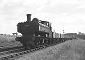 Ex-GWR 57xx Class 0-6-0PT No 3770 approaches past Queens Head sidings on 26th September 1964