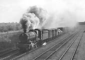 x-GWR 68xx Class 4-6-0 No 6820 'Kingstone Grange' storms past Queens Head Signal Box with a down freight