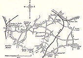 A map of the Great Western Railway's Ramble starting at Hatton progressing through Norton Lindsay, Langley, Yarningale Common and returning to Hatton station