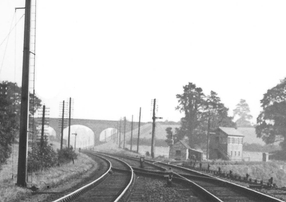 Close up showing the junction in greater detail including Permanent Way huts and the signalbox which controlled the Henley-in-Arden branch
