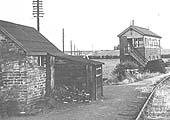 Close up showing the brick built PW hut and the lean-to store and Rowington Junction Signal Box