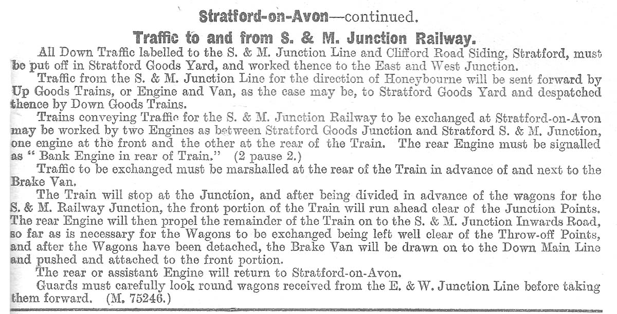 Extract from the Great Western Railway Birmingham Division Appendix to Service Time Tables (sections No12 and No14) dated March 1921