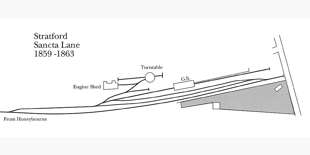 A schematic plan of the Oxford, Wocester & Wolverhampton Railways 1859 branch terminus at Stratford on Avon