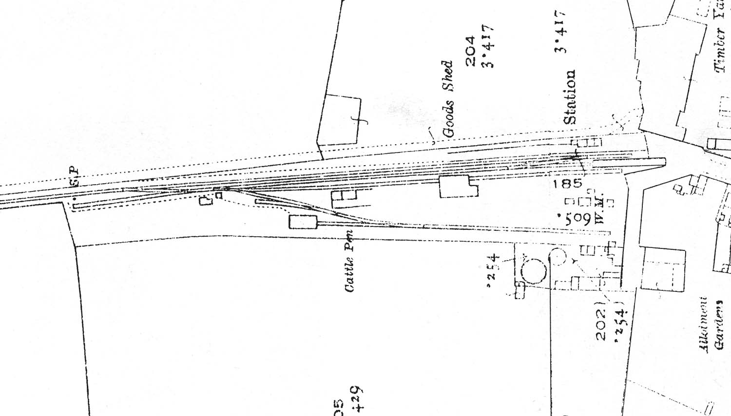 A 1923 25 inch Ordnance Survey map showing the layout of Shipson-on-Stour station and goods yard and shed