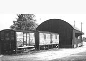 View of the grounded bodies which were from an ex-Taff Vale Railway inside frame Van and an ex-GWR Dean 40 foot passenger bogie brake van