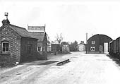 View of the GWR weigh house looking from the road with the goods shed in the distance and the locomotive shed further behind
