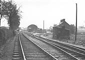  Looking towards the throat of the junction with the goods yard with the plate layers mess hut on the right with the roof of the single road engine shed seen above