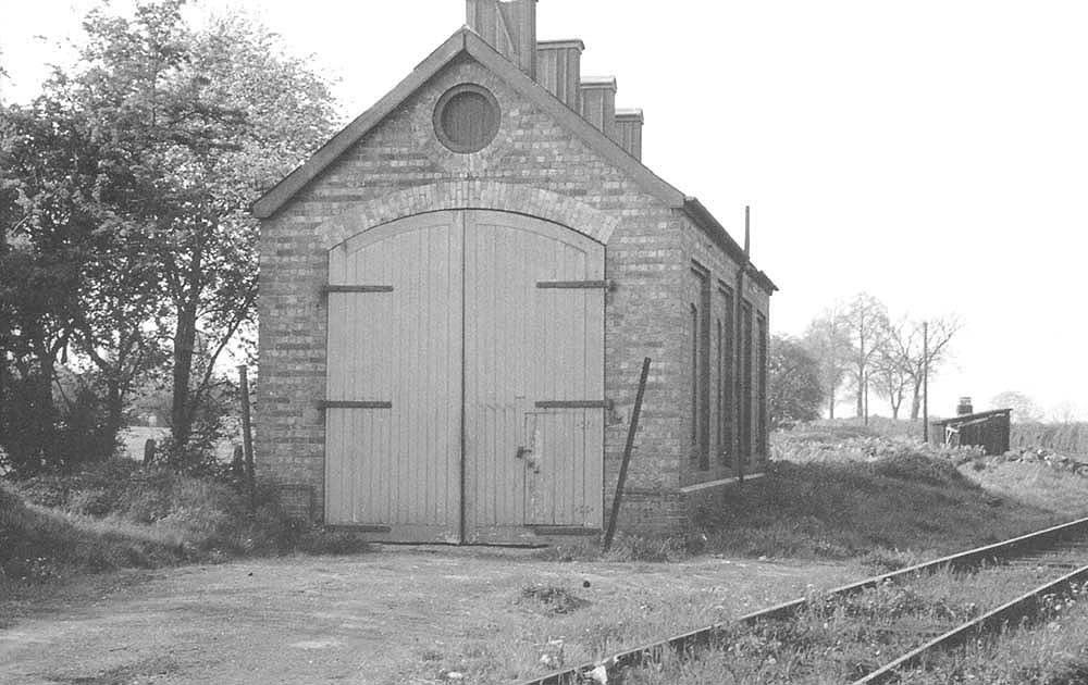Looking towards Moreton-in-Marsh with the single road engine shed on the left and the plate layers mess hut seen in the distance on the right