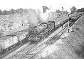 Ex-GWR 4-6-0 No 5085 'Evesham Abbey' approaches Shirley station with the northbound Cornishman on 24th July 1958