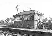 View of Shirley signal box which located at the Birmingham end of the down platform with a rear window to monitor goods yard traffic