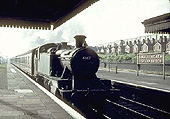 GWR 2-6-2T No 4167, a class 51xx 'Large Prairie' locomotive, is seen arriving at Small Heath's main down platform