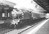 Ex-GWR 2-6-2T No 5105 is seen entering Small Heath's up relief platform on a Snow Hill to Leamington local passenger service