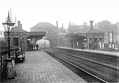 General view of the original 1863 station looking in the direction of Snow Hill showing the booking office erected on Golden Hillock Road over bridge
