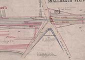 GWR Land Survey Plan from 1878 showing the land purchased by the B&OJR to build Small Heath Station