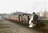 Ex-Great Western Railway 2-6-2T 5101 class large prairie, No 4110 about to leave Soho and Winson Green Station