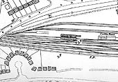 Ordnance Survey map of the original Solihull station showing the goods yard which was used for mineral and other such traffic