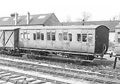 Ex-GWR four wheel Camping Coach No W9993 in the up sidings at Solihull Station on Saturday 19th April 1952