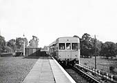 The experimental Associated Equipment Company Railcar 'arrives' at platform 4 for Snow Hill circa 1950