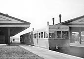 The experimental AEC Railcar stands at platform 3 having arrived on a local service from Snow Hill circa 1950
