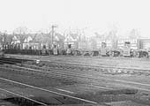 Close up view showing the  numerous coal wagons which originated from many sources in Solihull's goods yard