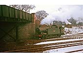 Another view of ex-GWR 0-6-2T No 6604 on a trip working, shunting Solihull goods yard in January 1962
