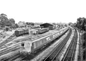 A down Birmingham Pullman service is seen passing Solihull station sometime in 1961