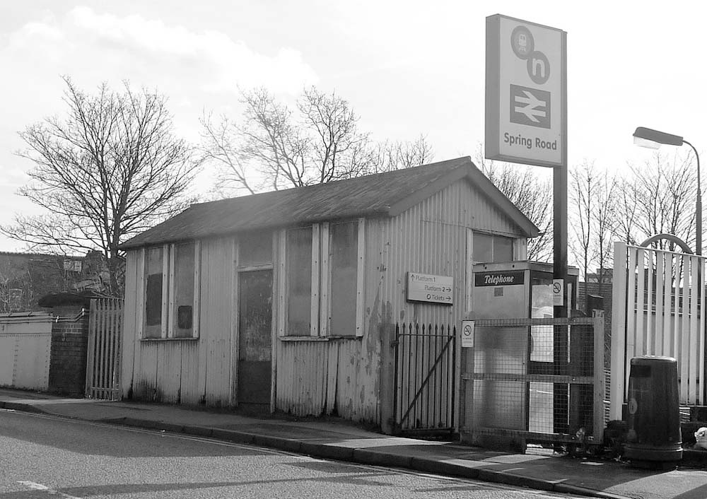  A street level view of Spring Road Booking Office in 2008 still in original condition except for the station sign