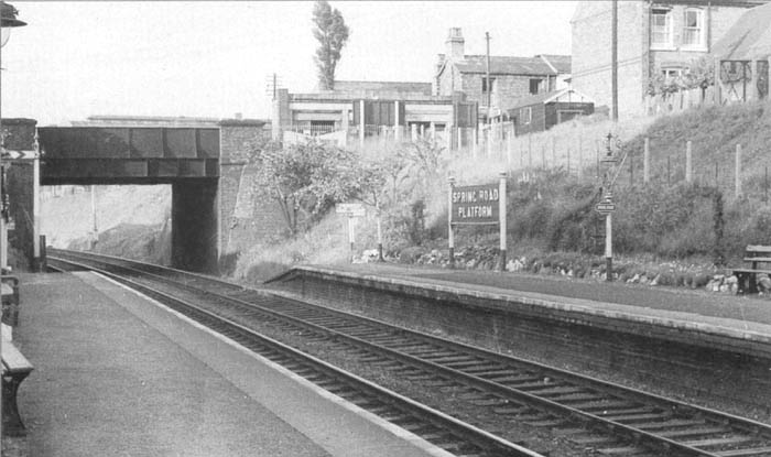 Looking towards Birmingham from the down station with the up platform on the right during the 1950-60s