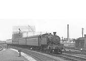 Ex-GWR 2-6-2T 'Large Prairie' No 4118, a member of the 51xx class, is seen arriving at Stratford on Avon with a four-coach a local service