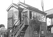View of the 1891 built Stratford on Avon West Signal Box which was sited to the south of Alcester Road bridge adjacent to the up refuge siding